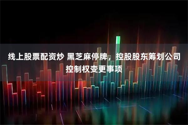 线上股票配资炒 黑芝麻停牌，控股股东筹划公司控制权变更事项